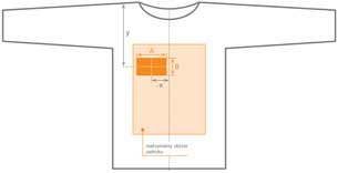 koszulka fit-t ls, nadruk bezpośredni – umiejscowienie nadruku